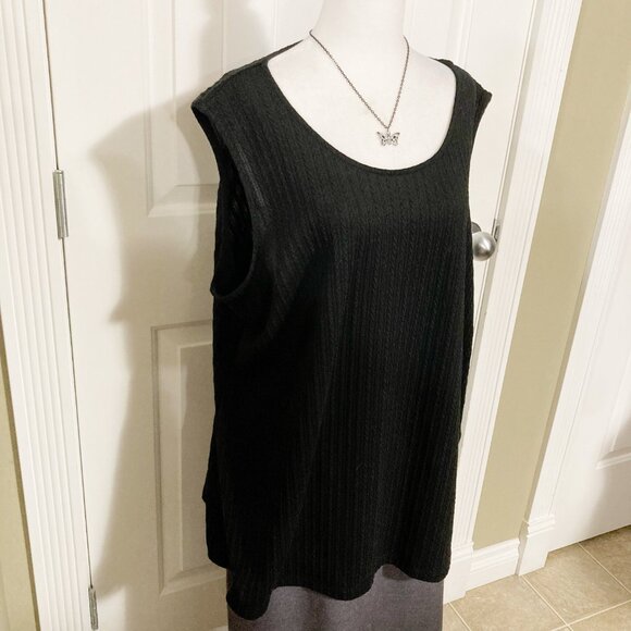 MR. MAX FASHIONS Plus size black scoop neck cableknit sleeveless top ~ 2X XXL 3X - Picture 5 of 13